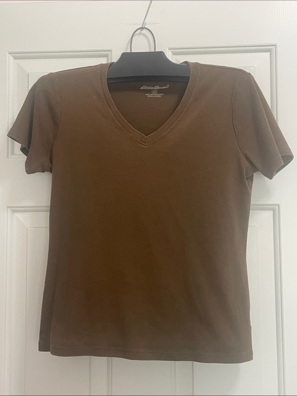 Eddie Bauer Women's V-Neck Short Sleeve Tee in brown